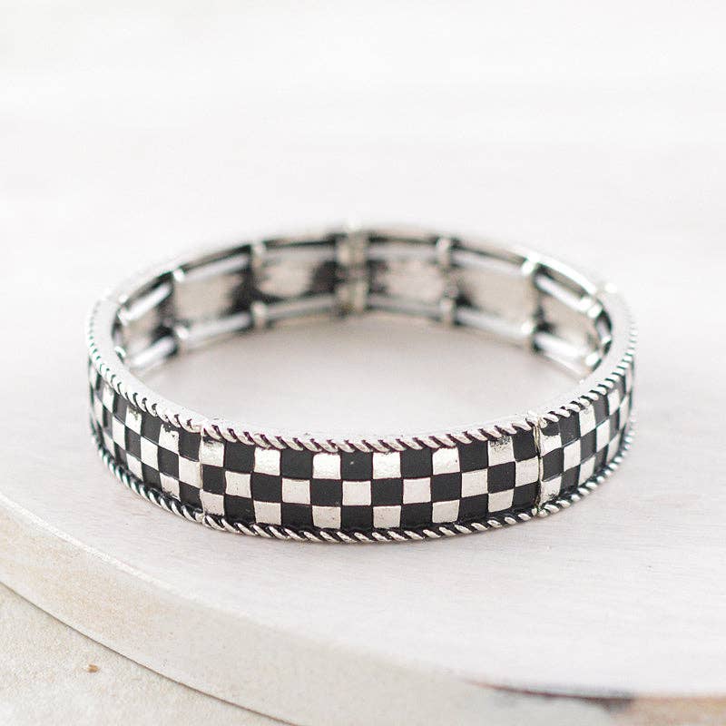 Checkered Stretch Bangle Bracelet
