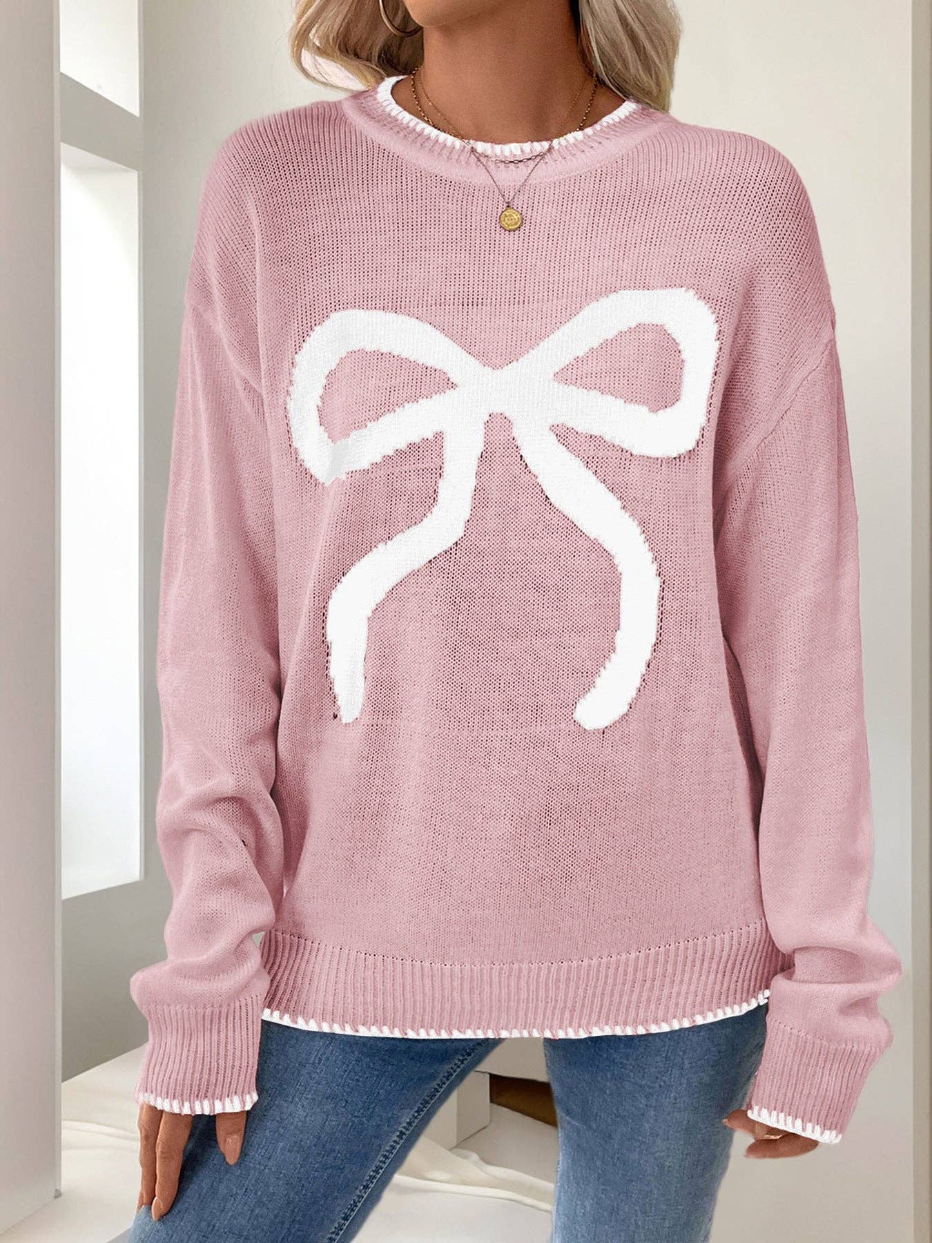 Christmas/Valentine’s Day Bow Knit Sweater Holiday Pullover - Image 10