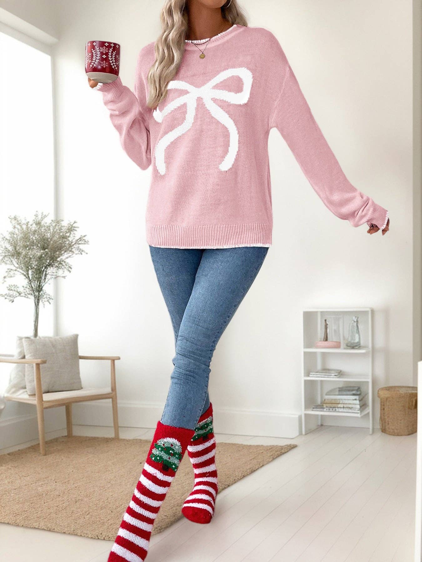 Christmas/Valentine’s Day Bow Knit Sweater Holiday Pullover - Image 12