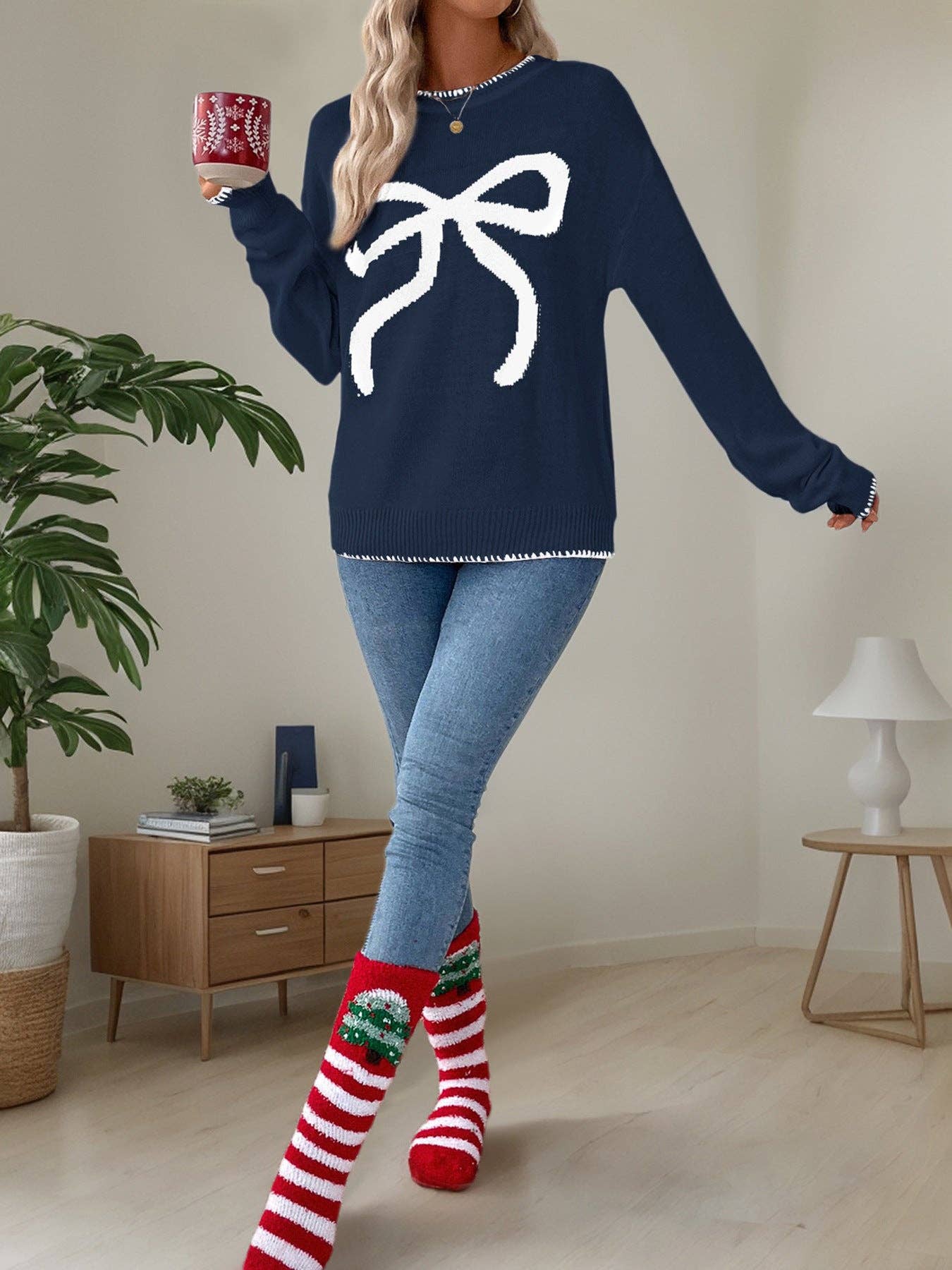 Christmas/Valentine’s Day Bow Knit Sweater Holiday Pullover - Image 16