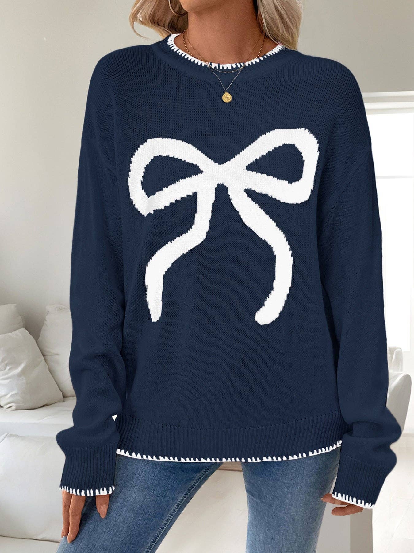 Christmas/Valentine’s Day Bow Knit Sweater Holiday Pullover - Image 17