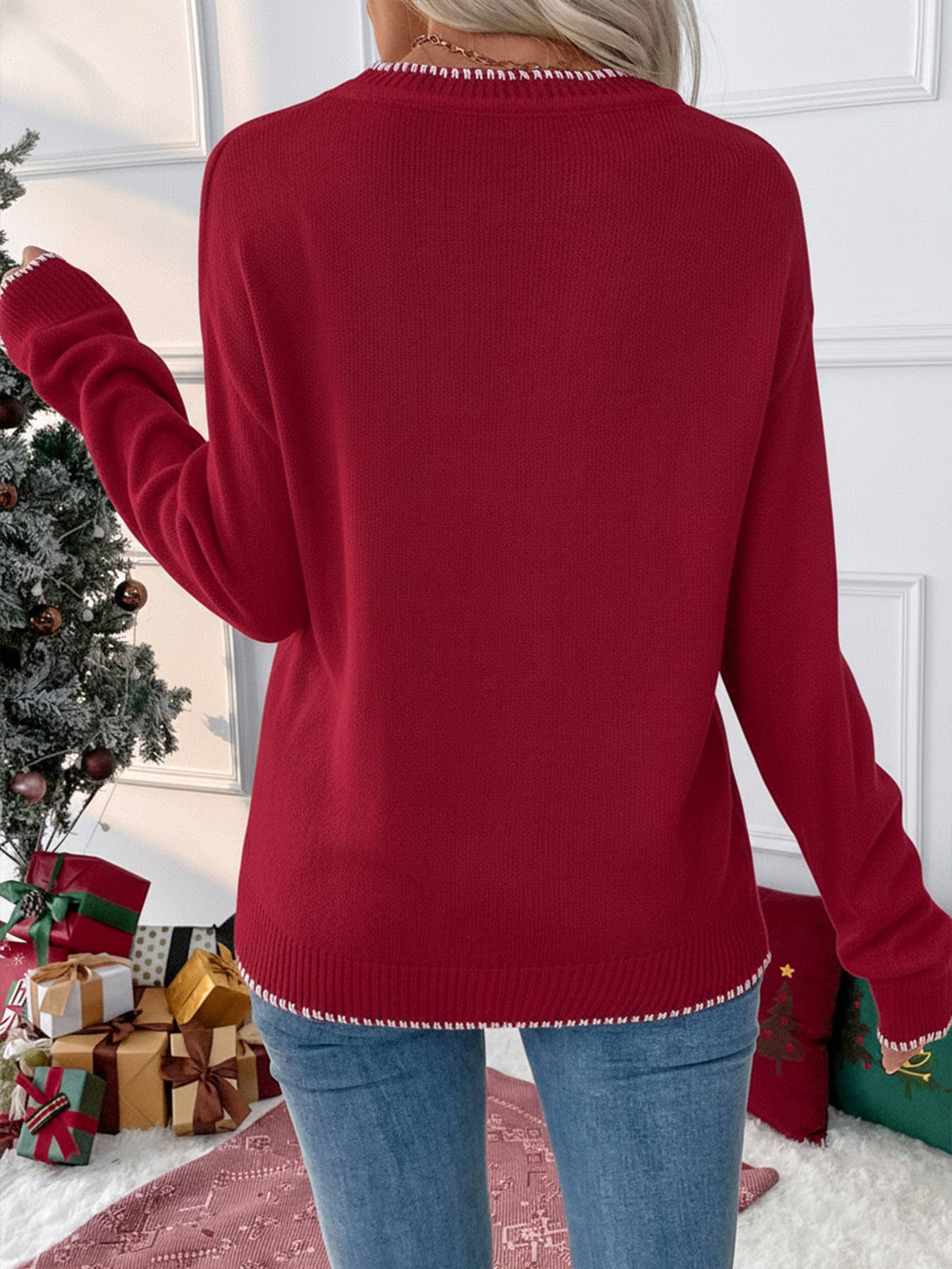 Christmas/Valentine’s Day Bow Knit Sweater Holiday Pullover - Image 21
