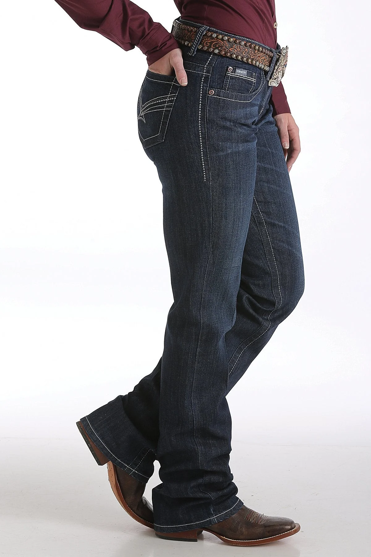 Cinch Ladies Ada Relaxed Fit Dark Stonewash Jeans Style MJ80252072 - Image 6