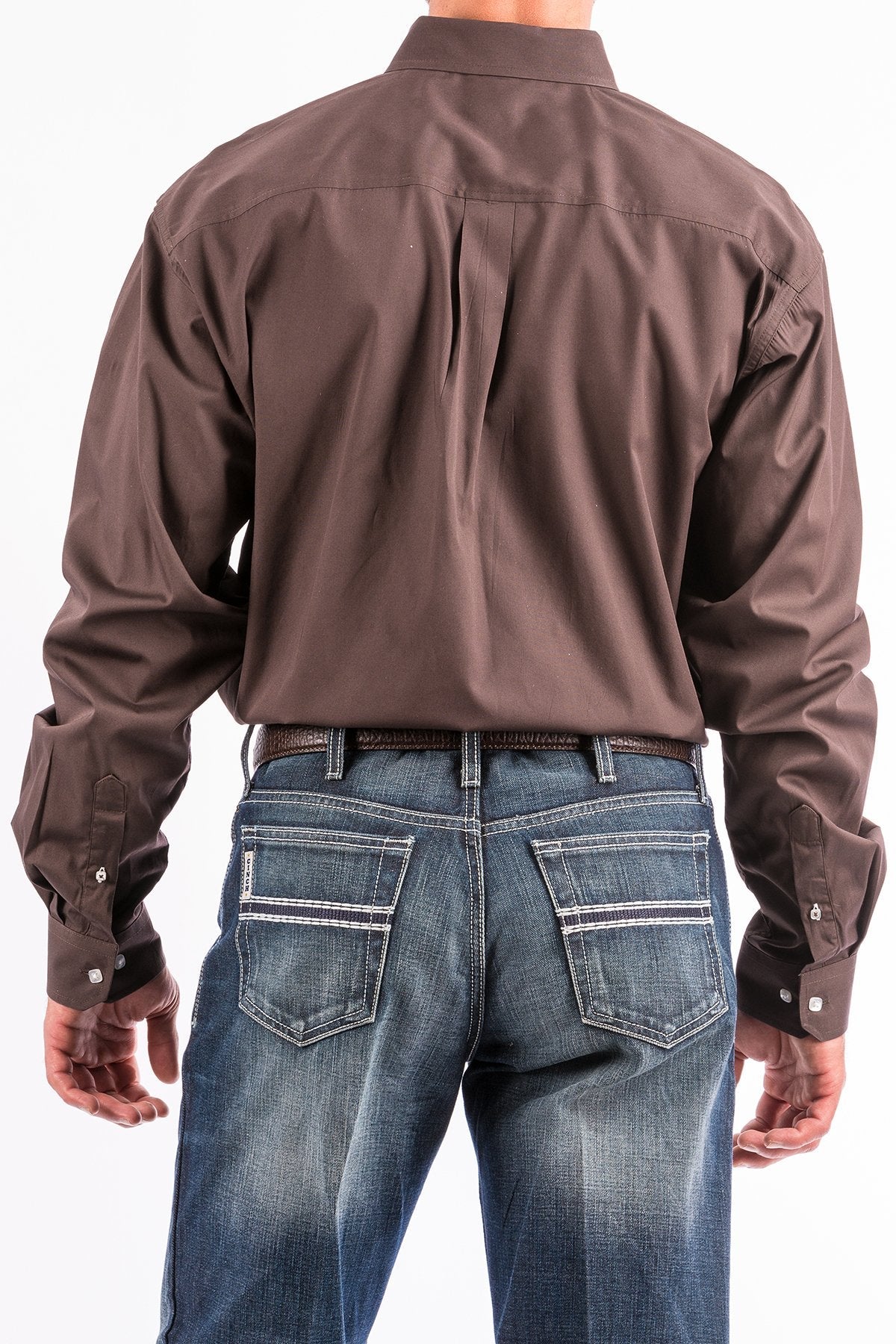 Cinch Mens Solid Brown Button Down Western Shirt Style MTW1104236 - Image 2