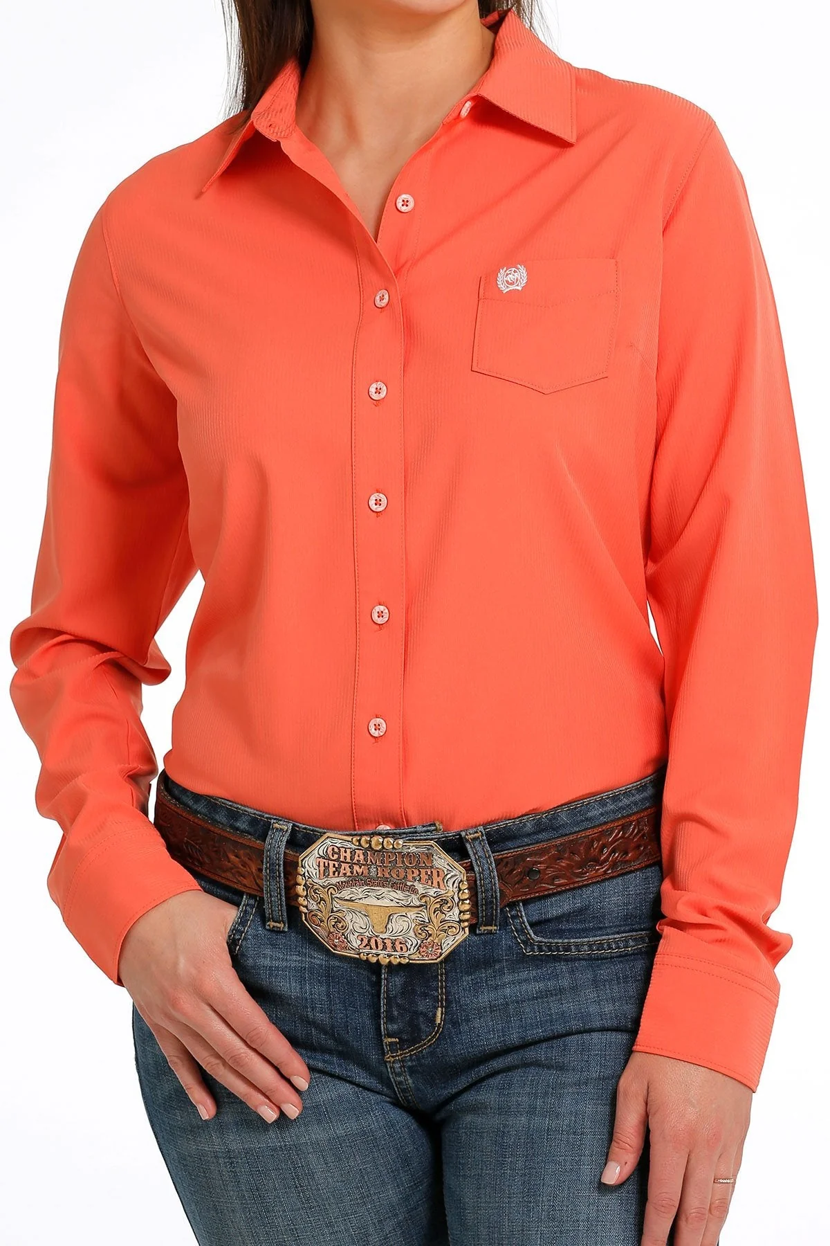 CINCH WOMENS ARENAFLEX BUTTON-DOWN WESTERN SHIRT CORRAL STYLE MSW9163010 - Image 2