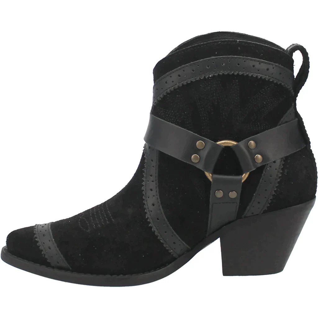 DINGO GUMMY BEAR LEATHER BLACK SUEDE BOOTIE STYLE DI747BK25 - Image 3