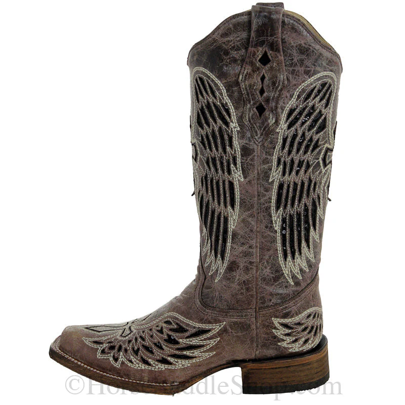 Corral Brown Black Wing And Cross Square Toe Style A1197 - Image 4