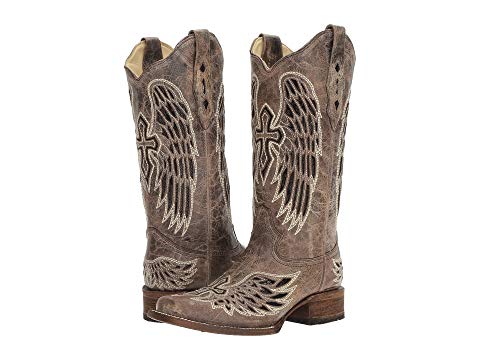 Corral Brown Black Wing And Cross Square Toe Style A1197 - Image 6