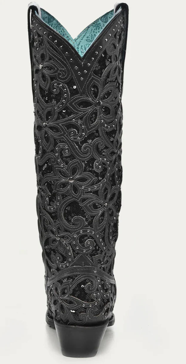 Corral Ladies Black Inlay Snip Toe  Boot Style A3589 - Image 6