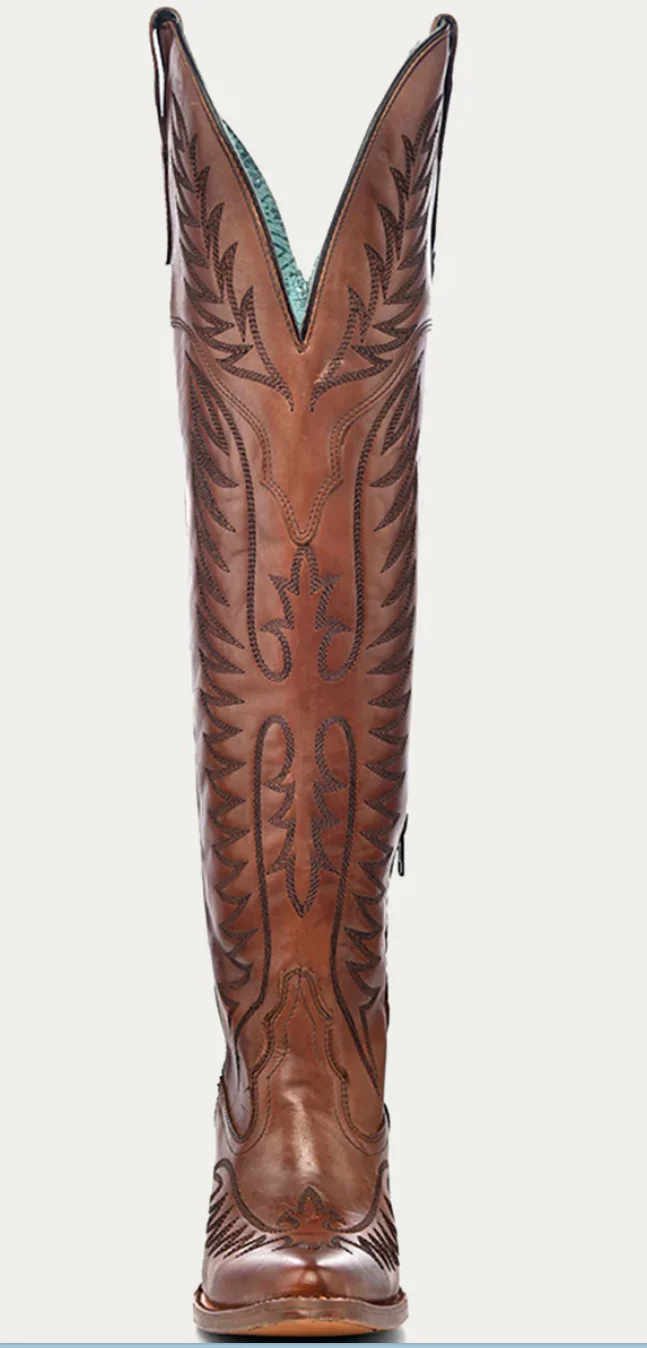 CORRAL LADIES COGNAC TALL SNIP TOE BOOTS STYLE E1507 - Image 4