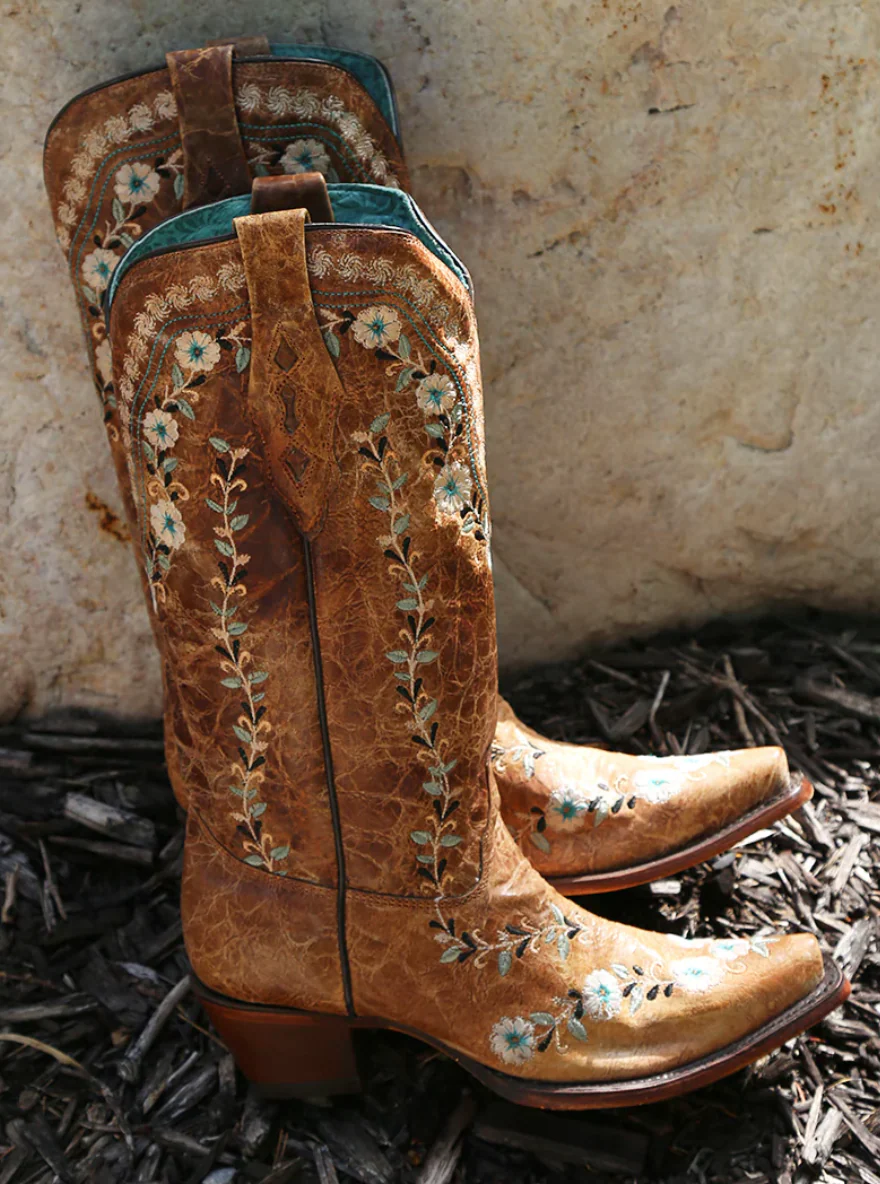 Corral Ladies Flowered Embroidery Glow in Dark Boots Style A4439 - Image 2