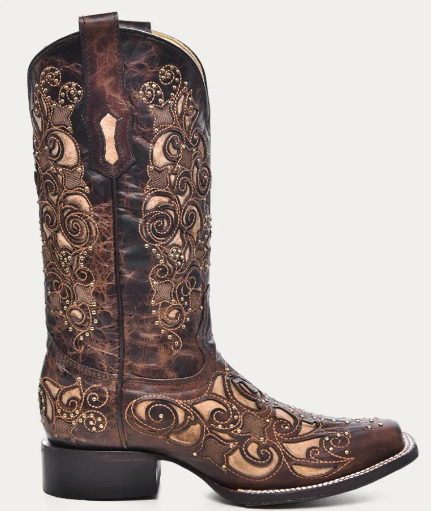 CORRAL LADIES INLAY AND STUDS SQUARE TOE BOOTS STYLE A3326 - Image 2