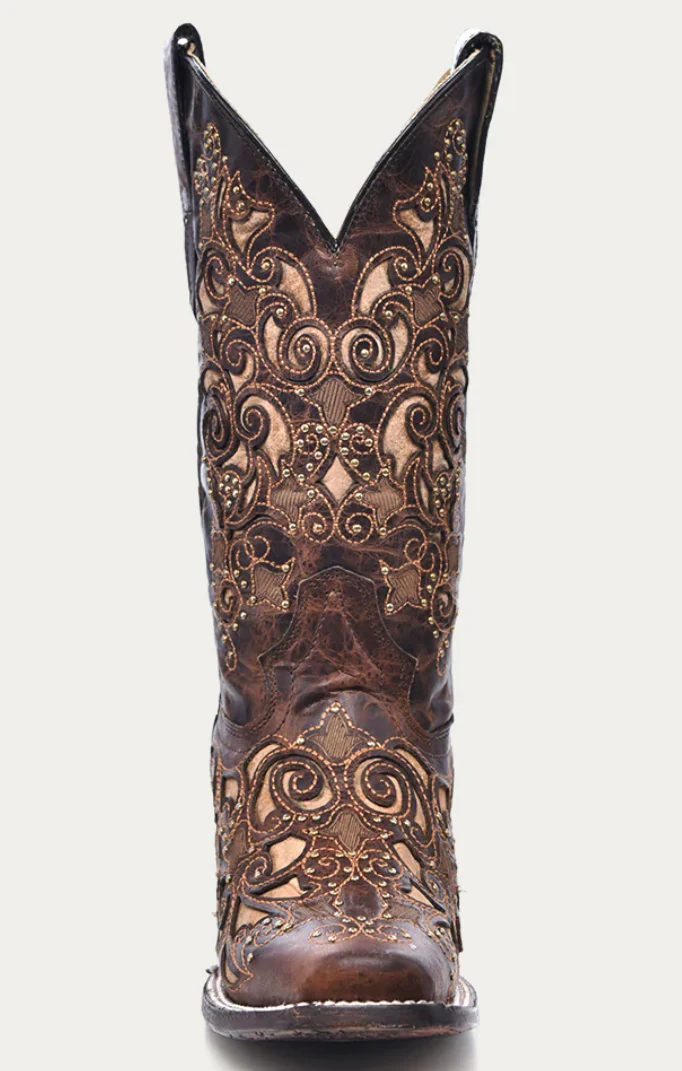 CORRAL LADIES INLAY AND STUDS SQUARE TOE BOOTS STYLE A3326 - Image 3