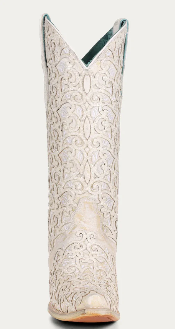 Corral Ladies White Glitter Inlay Boots Style C4050 - Image 4