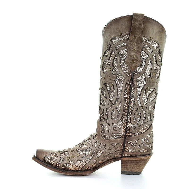 Corral Orix Glittered Inlay and Studs Snip Toe Style C3331 - Image 3
