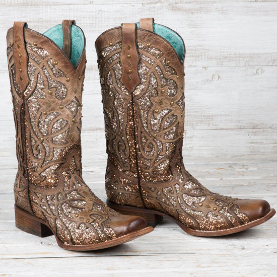 Corral Orix Glittered Inlay and Studs Square Toe Style C3275 - Image 5