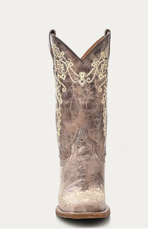 CORRAL TEEN BROWN EMBROIDERY COWGIRL BOOTS STYLE A2980 - Image 3