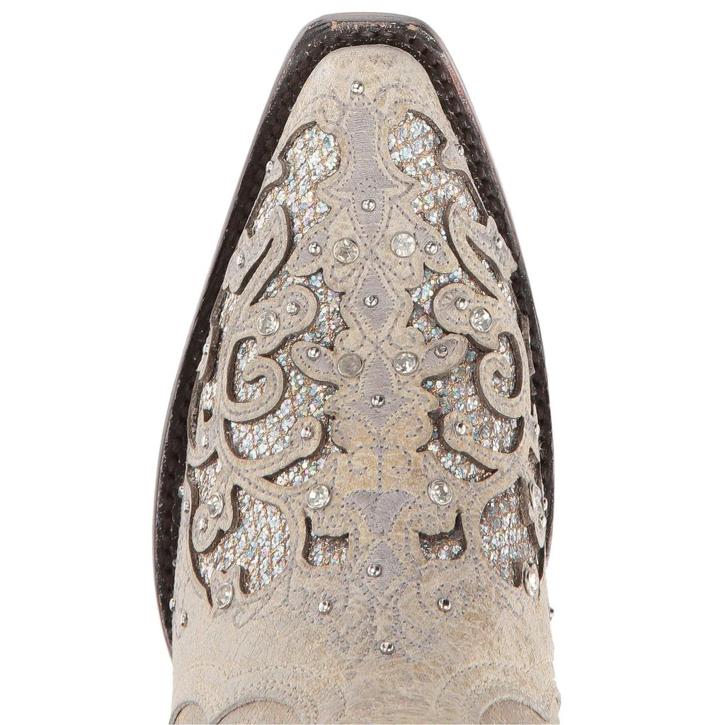 Corral Ladies White Glitter Inlay and Crystals Style A3322 - Image 5