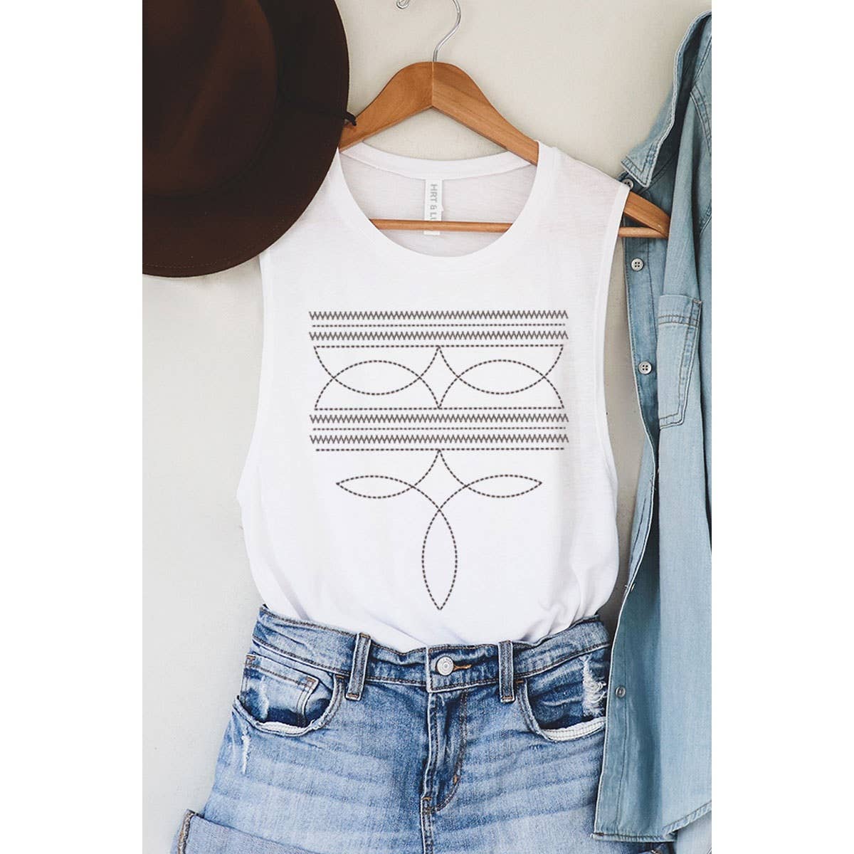 COWBOY BOOTS TOE STITCHED MINERAL GRAPHIC TANK TOP - Image 10