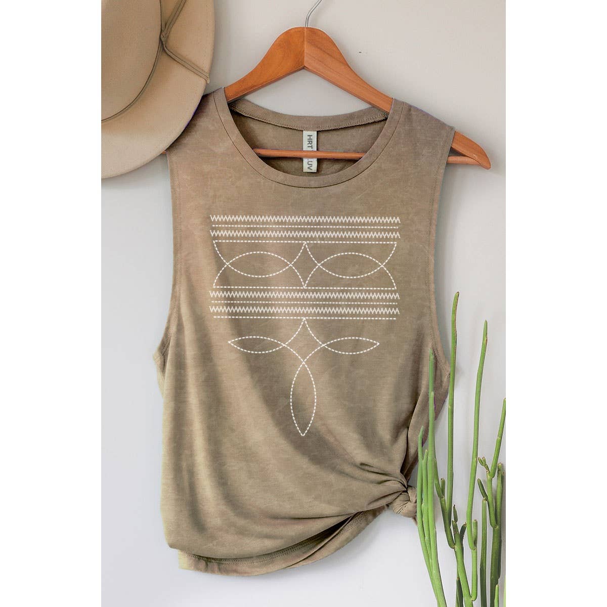 COWBOY BOOTS TOE STITCHED MINERAL GRAPHIC TANK TOP - Image 4