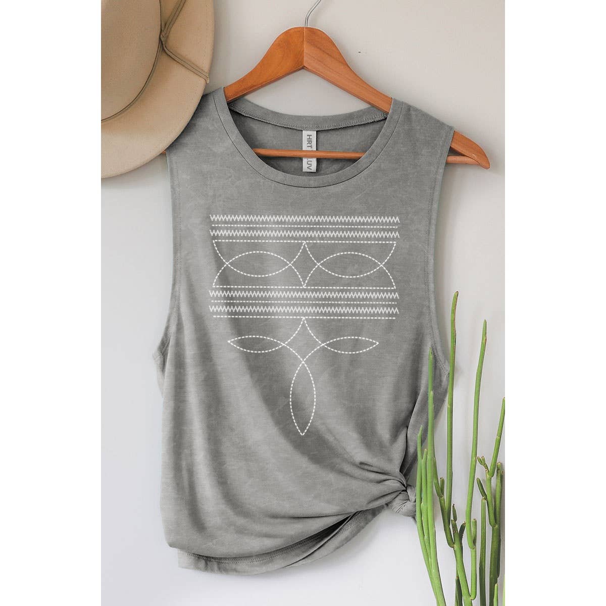 COWBOY BOOTS TOE STITCHED MINERAL GRAPHIC TANK TOP - Image 7