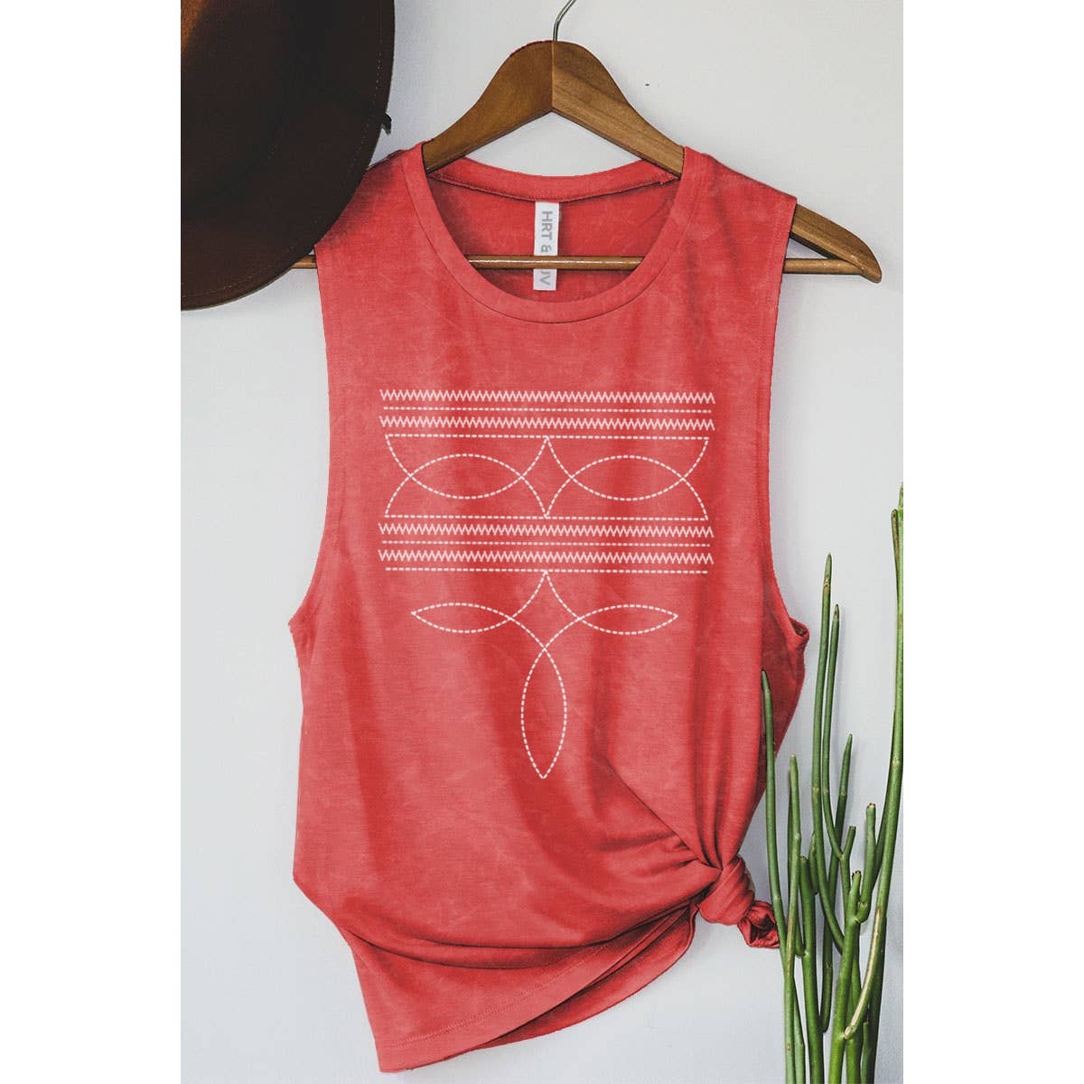 COWBOY BOOTS TOE STITCHED MINERAL GRAPHIC TANK TOP - Image 8