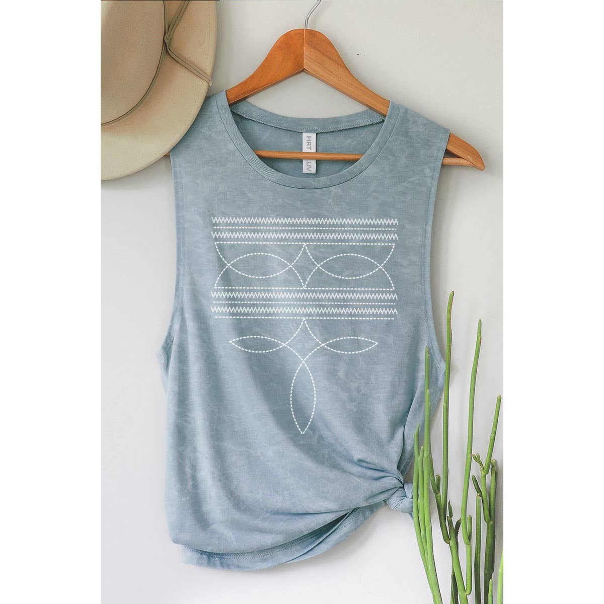 COWBOY BOOTS TOE STITCHED MINERAL GRAPHIC TANK TOP - Image 9