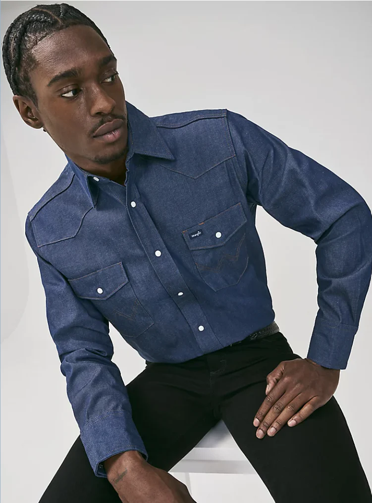 WRANGLER COWBOY CUT WORK RIGID DENIM LONG SLEEVE SHIRT STYLE 70127MW - Image 7