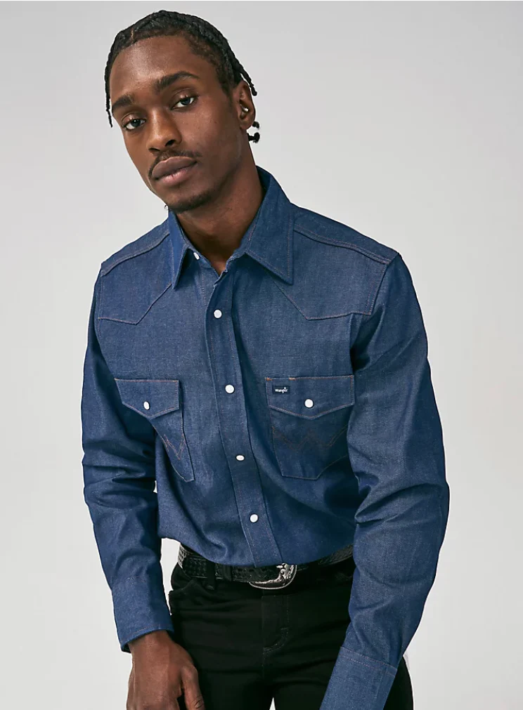 WRANGLER COWBOY CUT WORK RIGID DENIM LONG SLEEVE SHIRT STYLE 70127MW - Image 8
