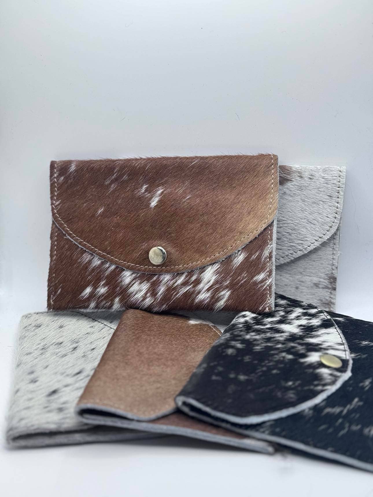 Cowhide and leather business card holder