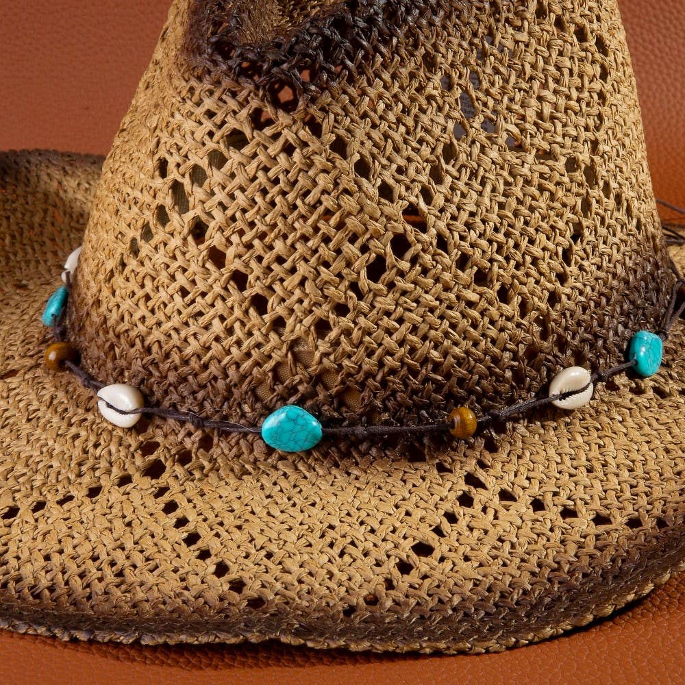 Cowrie Shell Straw Cowboy Hat - Image 4