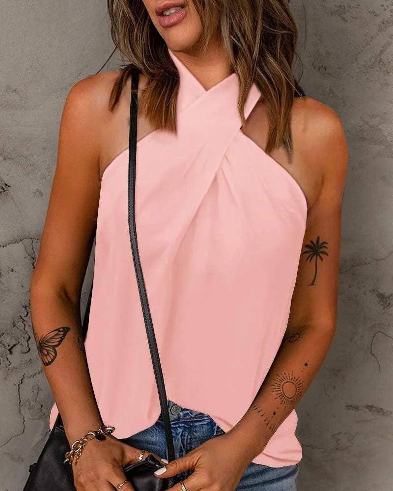 Crisscross halter casual tank top - Image 2
