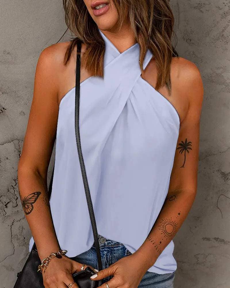Crisscross halter casual tank top - Image 3