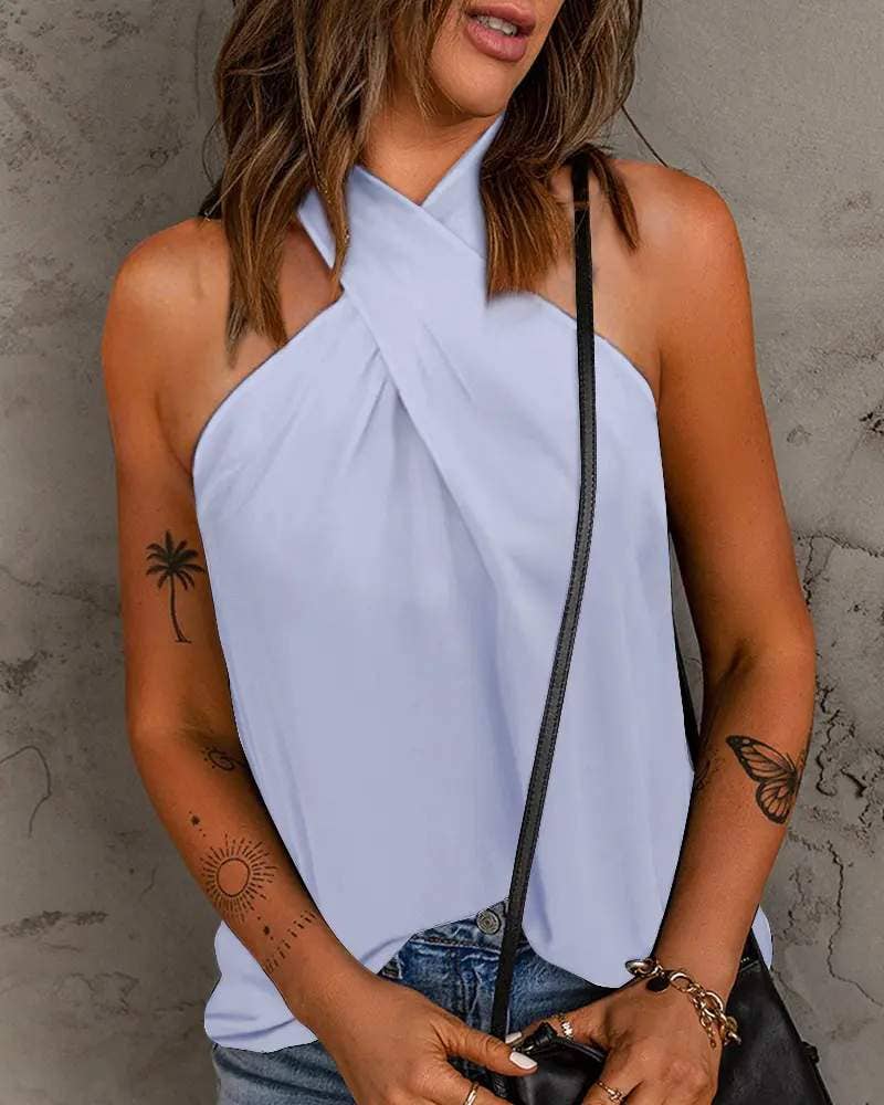 Crisscross halter casual tank top - Image 4
