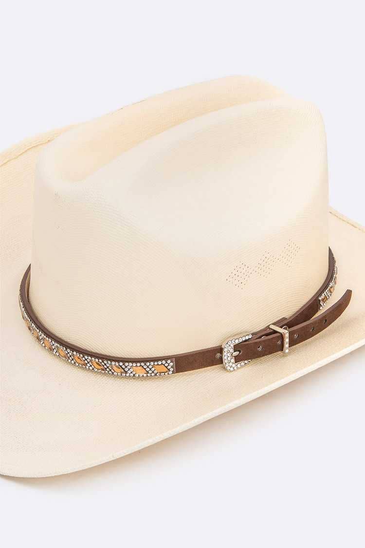 Crystal Embellished Leather Hat Band - Image 2