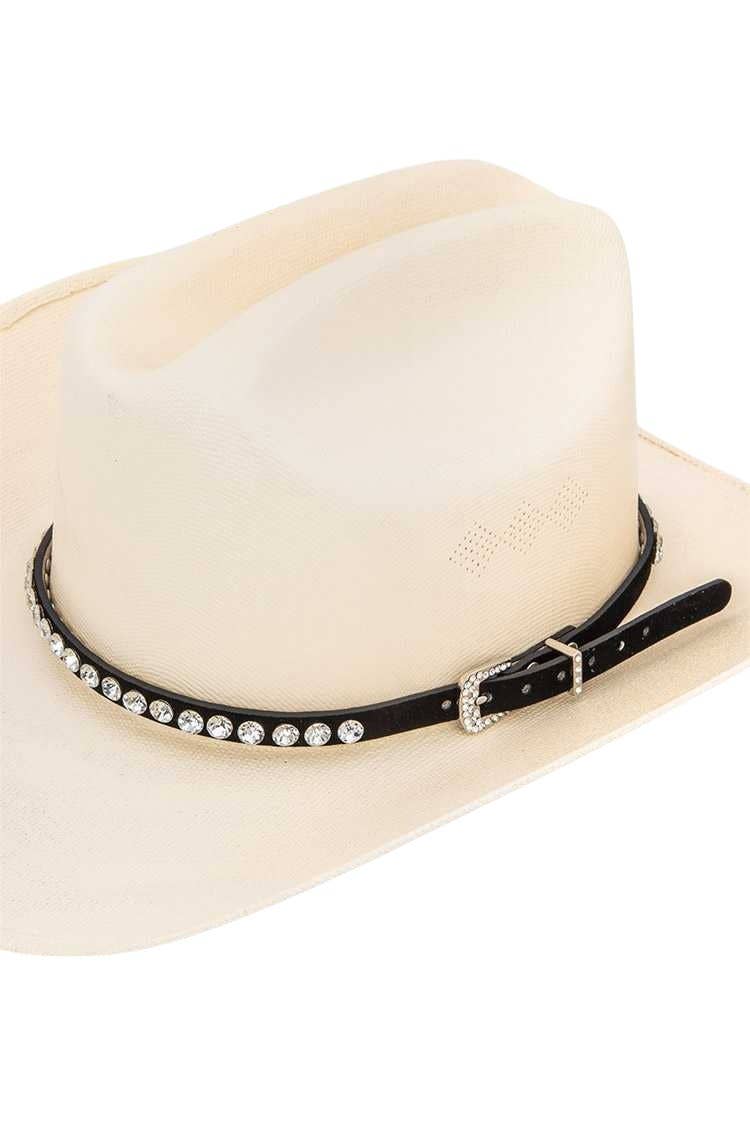Crystal Studs Leather Hat Band