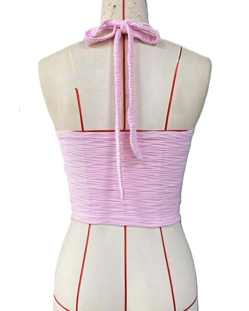 Cute & Stylish Bow Tie Halter Neck Crop Top - Image 6