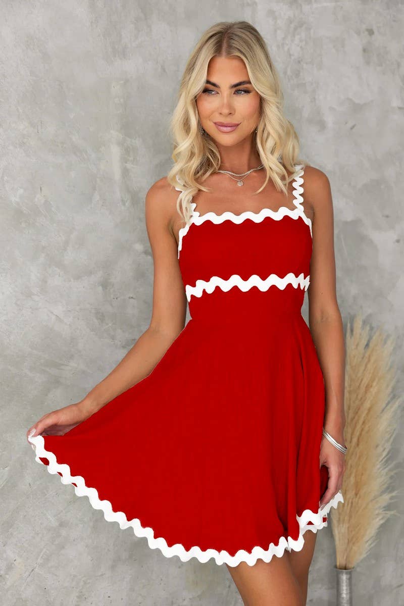 CWDSD5007_SWEET SOLID COLOR SEXY SUSPENDER SHORT DRESS
