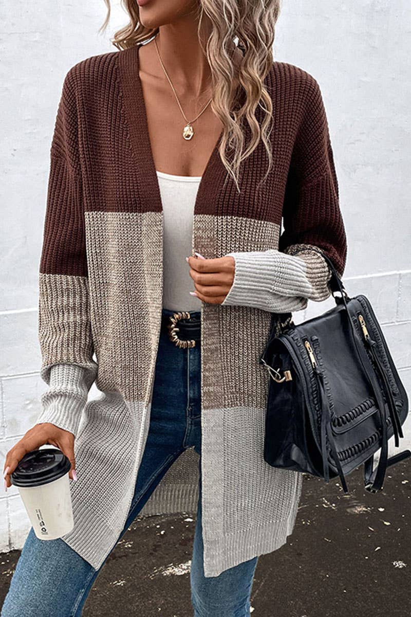 CWOCAL0237_LONG SLEEVE COLOR BLOCK CARDIGAN COAT - Image 3
