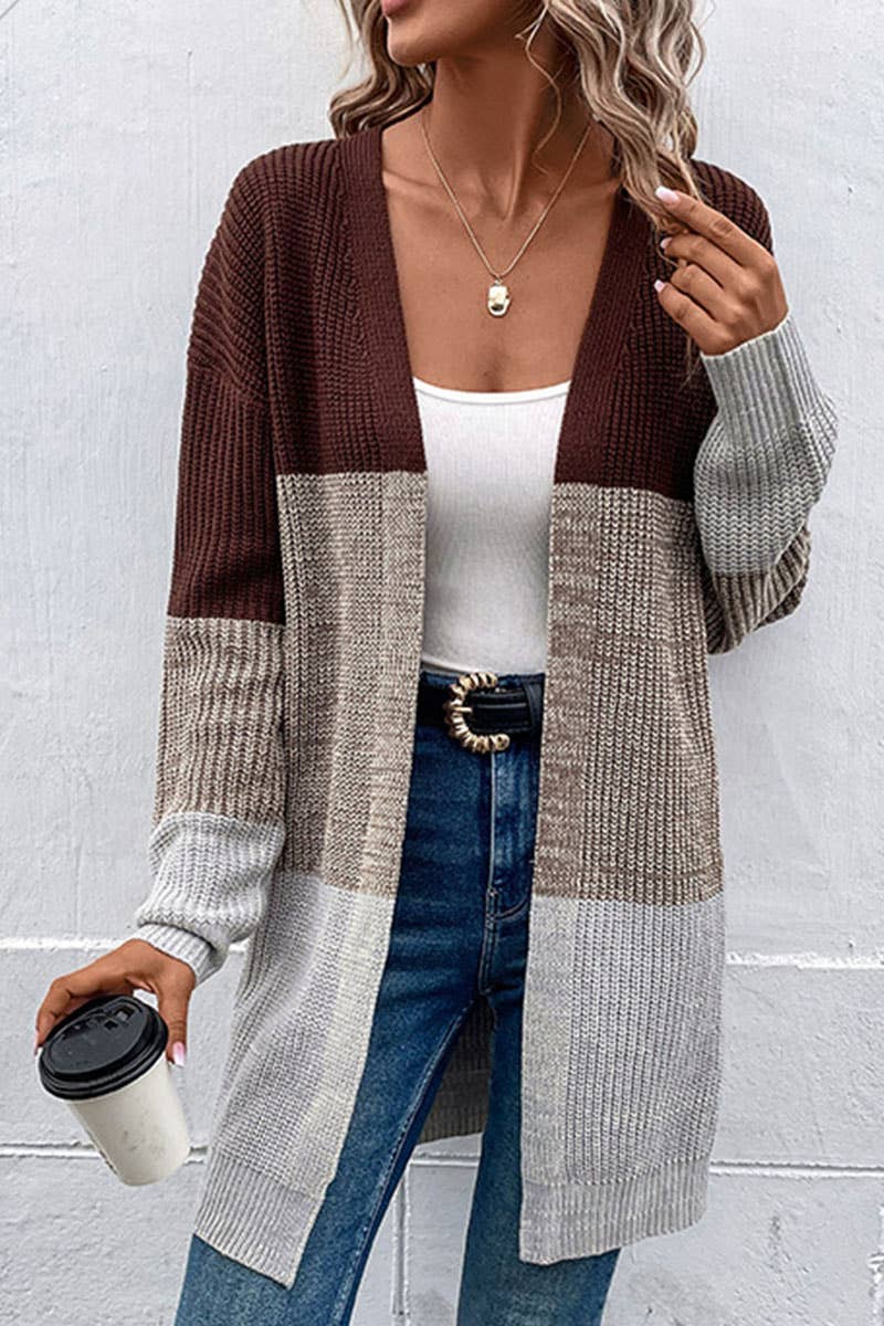 CWOCAL0237_LONG SLEEVE COLOR BLOCK CARDIGAN COAT - Image 4