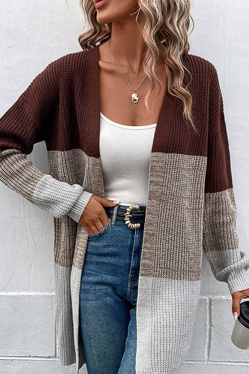 CWOCAL0237_LONG SLEEVE COLOR BLOCK CARDIGAN COAT - Image 5