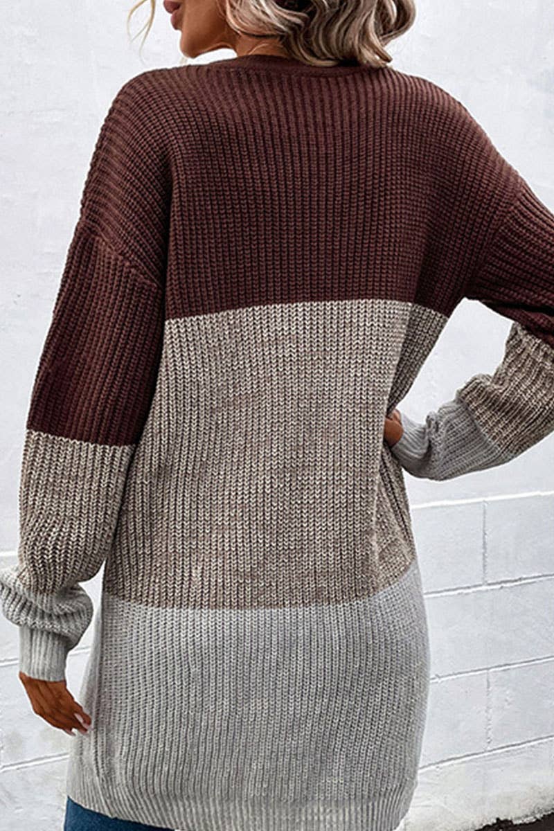 CWOCAL0237_LONG SLEEVE COLOR BLOCK CARDIGAN COAT - Image 7