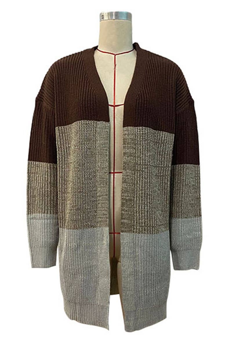 CWOCAL0237_LONG SLEEVE COLOR BLOCK CARDIGAN COAT - Image 9