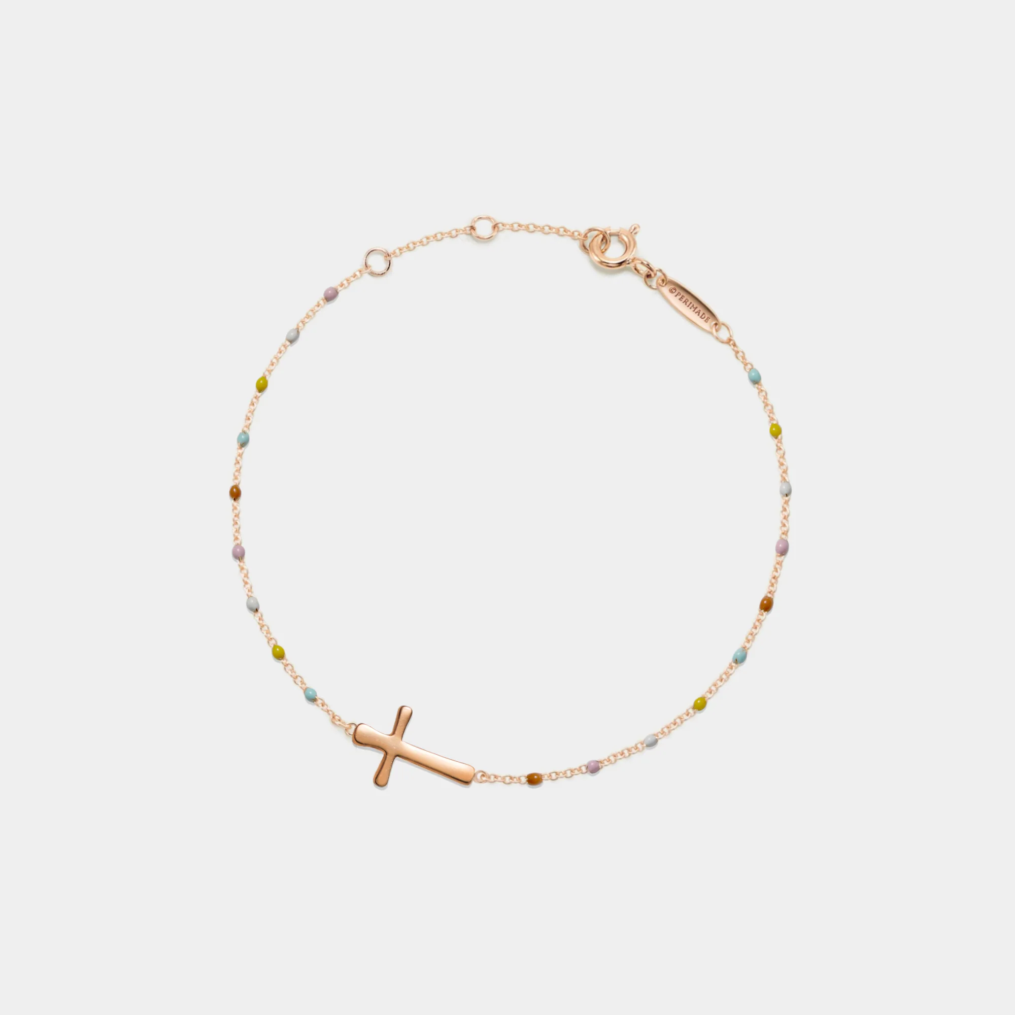 Dainty Boho Color Bead Cross Bracelet in 925 Sterling Silver - Image 2