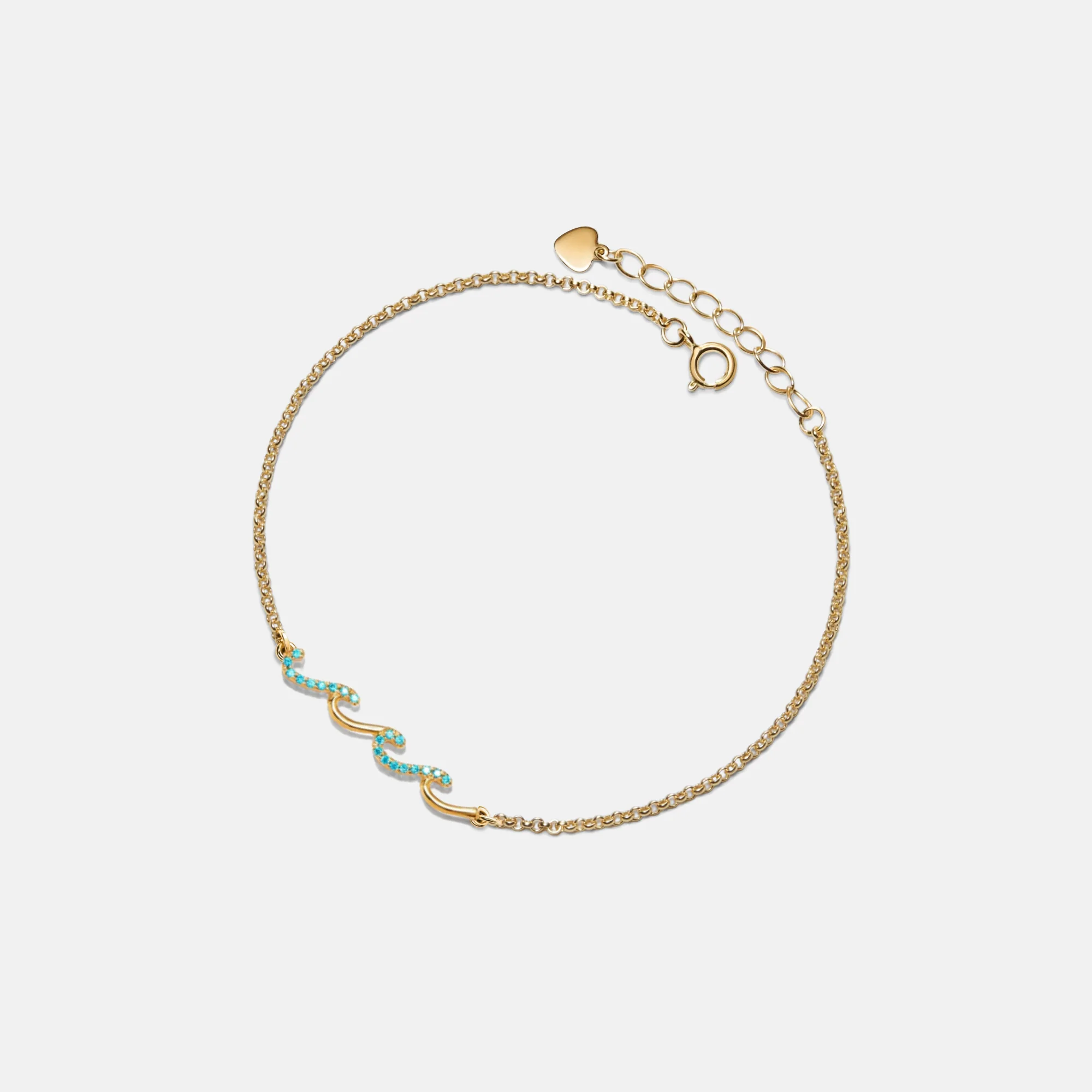 Dainty Gold Ocean Wave Bracelet in 925 Sterling Silver