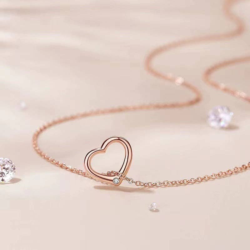 Dainty Heart Charm Pendant Necklace in 925 Sterling Silver - Image 2