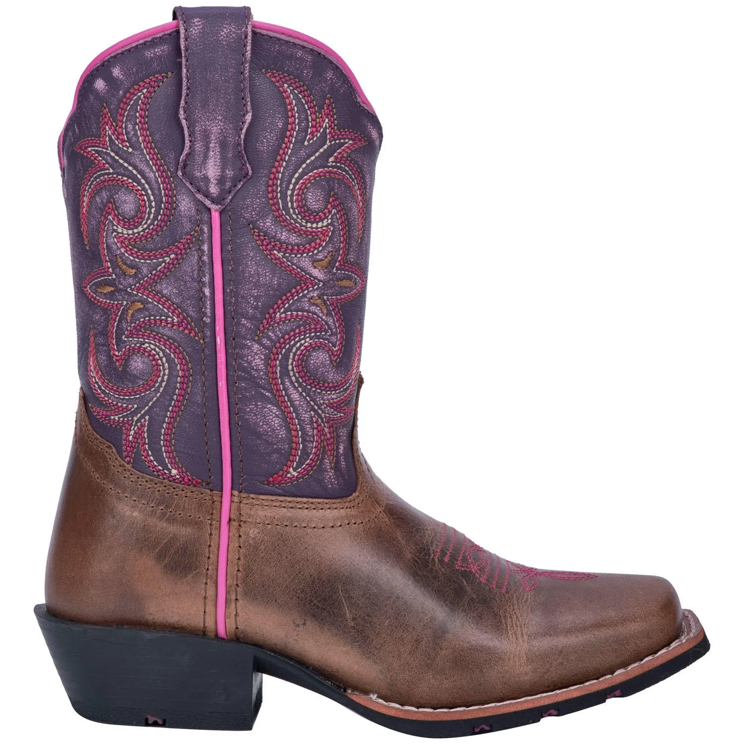 Dan Post Girls Majesty Brown/Purple Western Square Toe Boots Style DPC2947 - Image 2