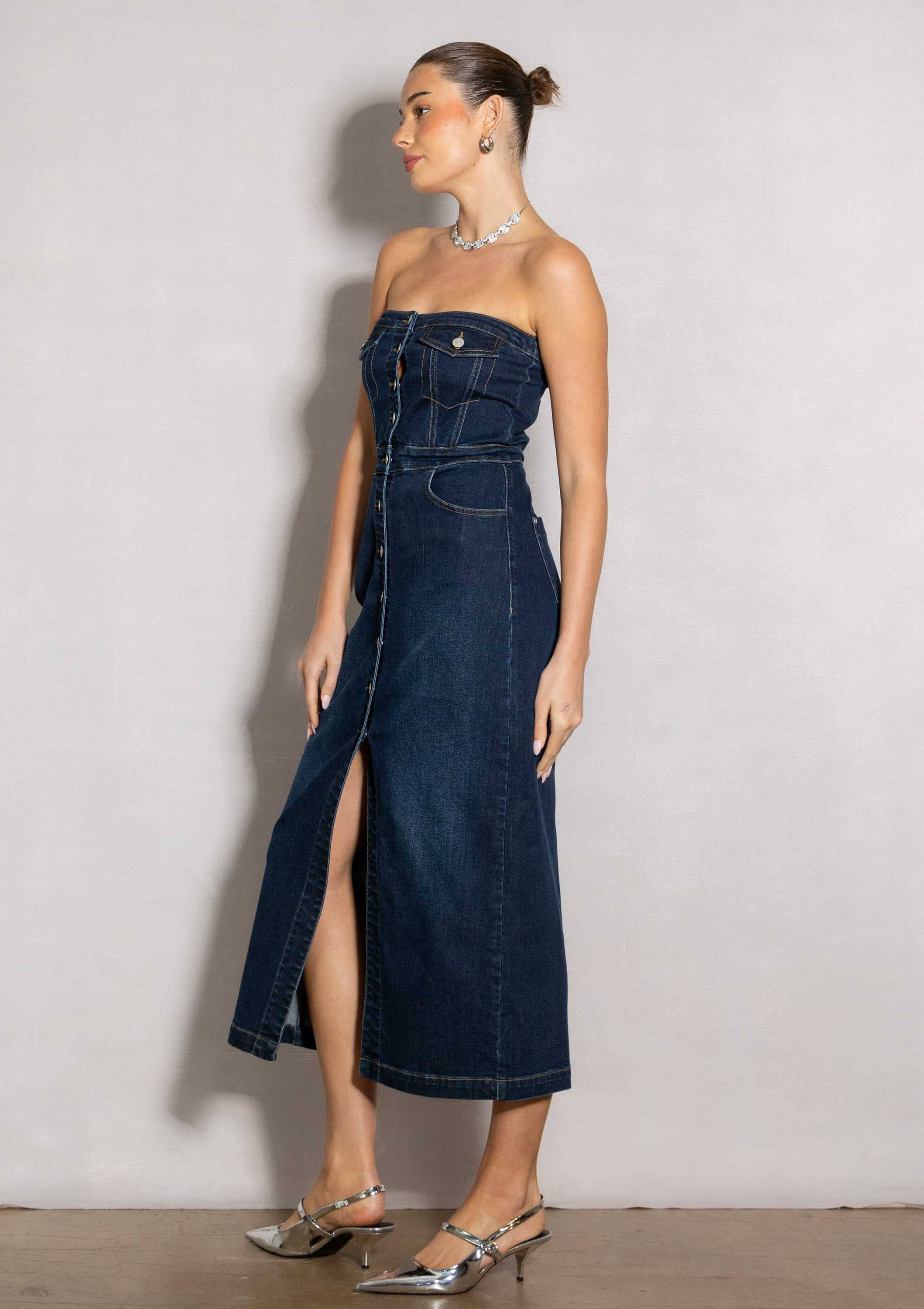 Denim Midi Dress - Image 6