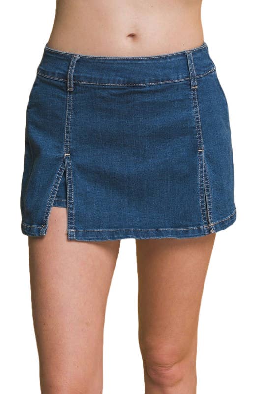 Double Side Slit Denim Skort