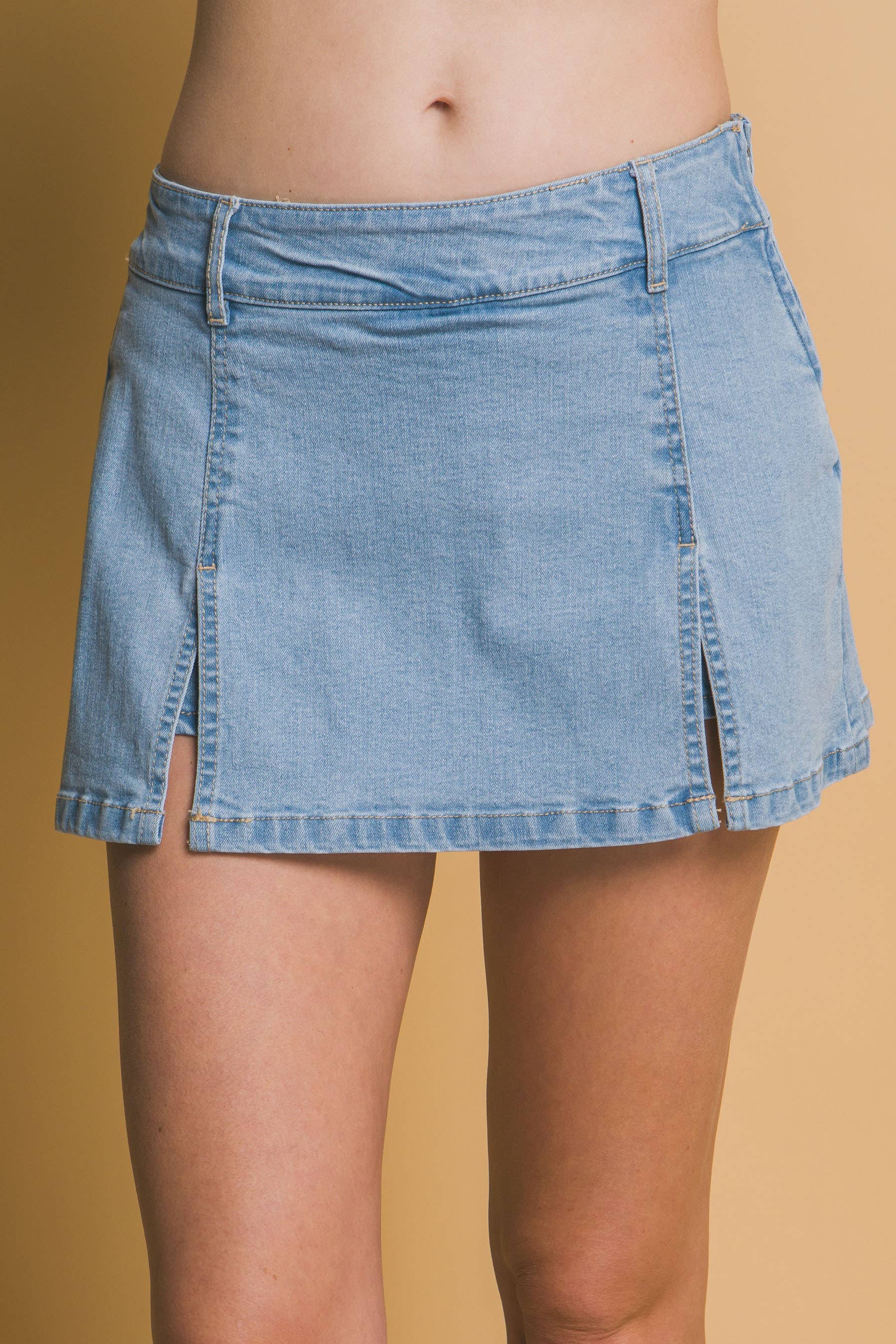 Double Side Slit Denim Skort - Image 5